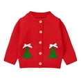 thumbnail image 1 of SGMVNU Boys Girls Christmas Sweater Cardigan Xmas Tree Pattern Knit Sweaters Long Sleeve Button Fall Winter Toddler Kids Knitwear(Size 18-24 Months, Red), 1 of 9