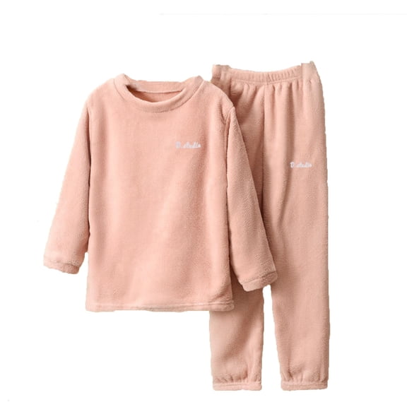 SGMVNU Boys Girls Pajamas, Soft Cozy Pullover Sweatshirt Pants Set for Kids Fuzzy Winter Sleepwear for Toddler Kids(Size 7-8 Years,Pink)