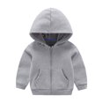 thumbnail image 1 of SGMVNU Boys Girls Full-Zip Hooded Sweatshirt, Lined Hoodies Jacket Coats, Solid Color Fall Winter Warm Coats with Pockets for Toddler Kids, Grey, 18-24 Months, 1 of 8