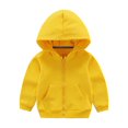 thumbnail image 1 of SGMVNU Boys Girls Full-Zip Hooded Sweatshirt, Lined Hoodies Jacket Coats, Solid Color Fall Winter Warm Coats with Pockets for Toddler Kids, Yellow, 18-24 Months, 1 of 8