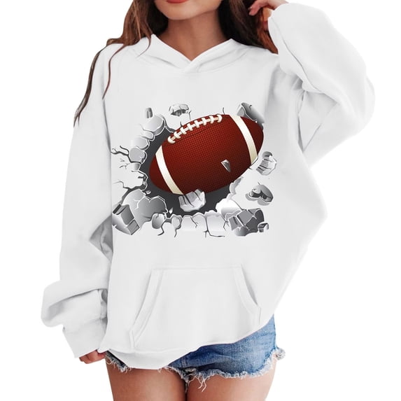 SGMVNU Boys Girls Hoodies 3-4 Years White Toddler Girl Boy Long Sleeve Football Hooded Sweatshirt Kids Hoodie Letter Graphic Pullover Tops Fall Winter Clothes