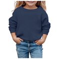 thumbnail image 1 of SGMVNU Boys Girls Hoodies 9-10 Years Navy Boys Girls Cotton Pullover Sweatshirt Toddler Solid Color Crewneck Blouse Shirt Tops Kids Fall Clothes, 1 of 6