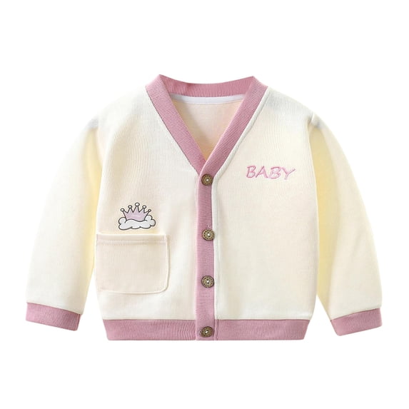 SGMVNU Boys Girls Knitwear Jacket Kids Coat Children's Knitwear Spring And Autumn Coats Boys' Sweaters Baby Clothes Girls' Knitted Baby Cardigan(Size 3-6 Months, White)