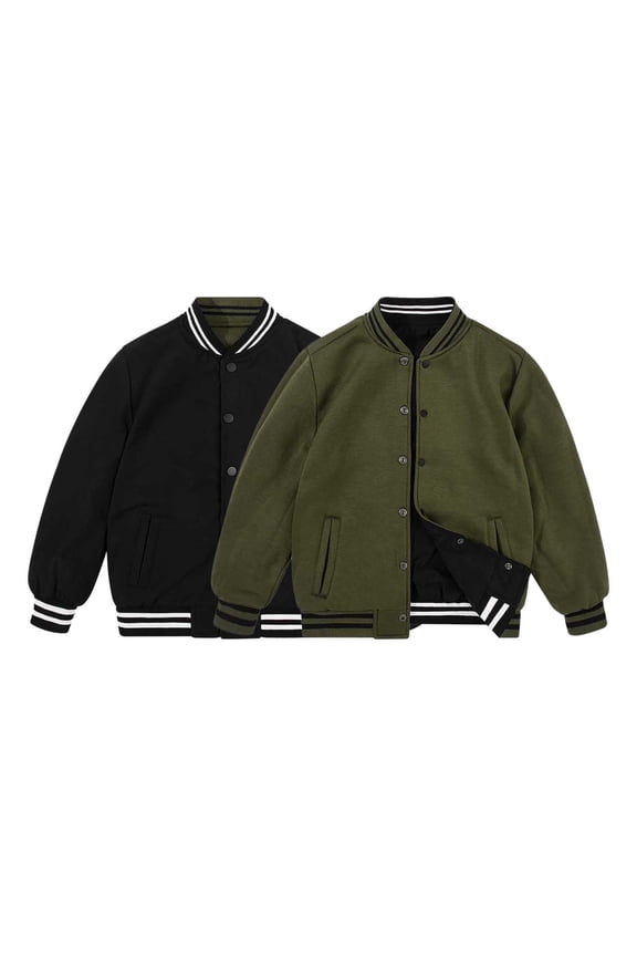 Boys Girls Lightweight Baseball Jacket Zip Up Bomber Jacket Thin Jackets Coat, Transitional Spring Fall Jacket Outerwear for Kids, Army Green, 11-12 Years