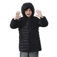 thumbnail image 1 of SGMVNU Boys Girls Mid Long Winter Down Coats for Boys Packable Lightweight Quilted Puffer Jackets Windproof Warm Ski Outerwear for Teens with Hood and Pockets(Size 9-10 Years, Black), 1 of 5