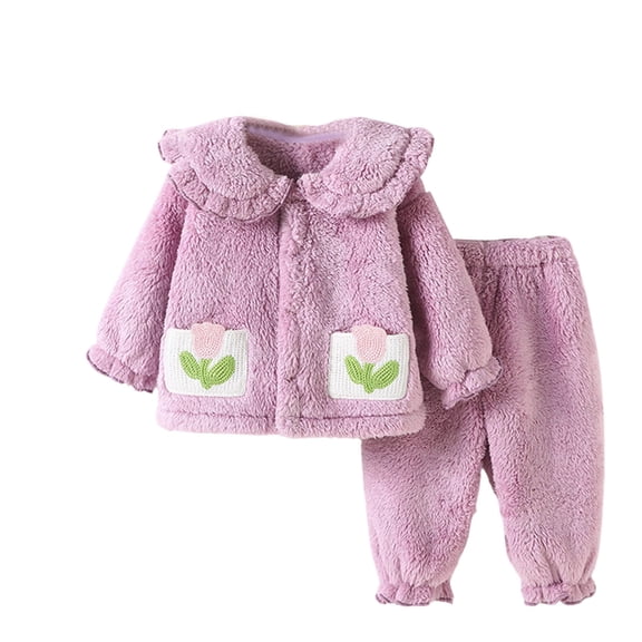 SGMVNU Boys Girls Pajamas, Soft Cozy Pullover Sweatshirt Pants Set for Kids Fuzzy Winter Sleepwear for Toddler Kids Size 3-4 Years, z929A-Purple