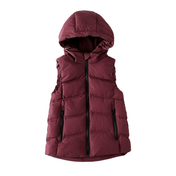 SGMVNU Boys Girls Puffer Vest Sleeveless Quilted Vest Zipper Hooded Down Puffy Jacket Winter Kids Warm Gilet Waistcoat, Winter Coats for Kid(Size 5-6 Years, nz1023_C-Red)