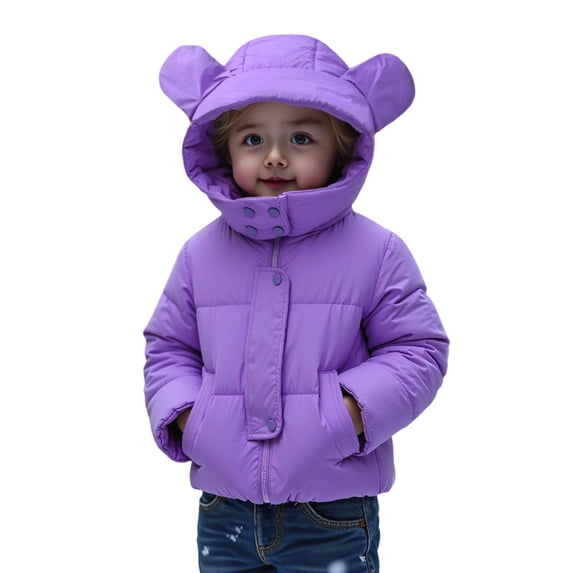 SGMVNU Boys Girls Puffer Winter Coat Big Kids Windbreaker Hooded Jacket Water-Resistant Snow Parka Outerwear with Pockets(z25118_3-Purple, 13-14Years)