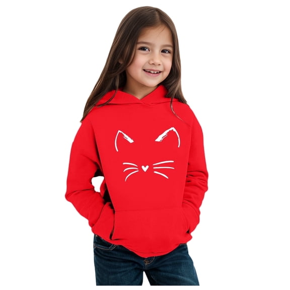 SGMVNU Boys Girls Sweatshirts 3-4 Years Red Hoodies for Teen Girls Cute Trendy Youth Long Sleeve Oversized Hooded Sweatshirts Cute Graphic Tops Fall Winter Kids Clothes