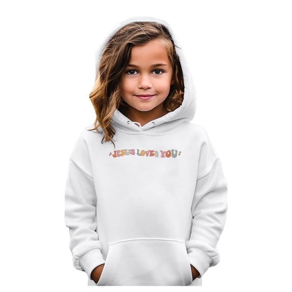 SGMVNU Boys Girls Sweatshirts 8-9 Years White Sweatshirts for Kids Toddler Letter Printed Long Sleeve Christian Hoodies Boys Girls Loose Fit Pullover Hooded Sweatshirt with Pockets
