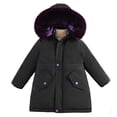thumbnail image 1 of SGMVNU Boys and Girls Winter Down Coats Mid Length Detachable Hood Puffer Jacket Lined Mid Long Coat Snowwear Outerwear with Pockets(Size 5-6 Years, Black), 1 of 9