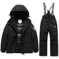thumbnail image 1 of SGMVNU Boys Girls Winter Ski Jacket and Snowbibs Pants Set 2-Piece Snowsuit Lined Down Coat Snowboard Outfits for Kids(z51101_a-Black, 12-13 Years), 1 of 2