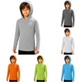thumbnail image 1 of SGMVNU Boys Hooded Shirt UPF 50+ Lightweight Breathable Outdoor Thumb Hole Long Sleeve Sweat Shirts, Size 11-12 Years, Grey, 1 of 7