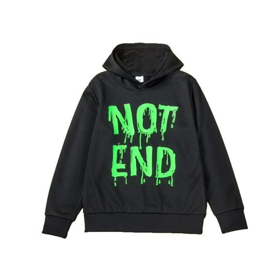 SGMVNU Boys Hoodies Printed Hooded Sweatshirts for Kids Letter Printed Fashion Long Sleeve Hoodie Sweatshirt for Fall Winter Black Size 6-7 Years