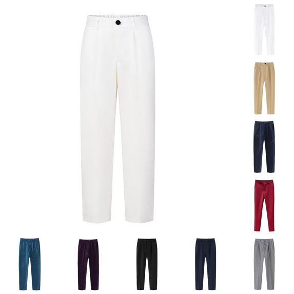 SGMVNU Boys' School Uniform Pants Straight Fit Elastic Waist Suit Pants with Pockets Kids Formal Dress Pants, Size 3-4 Years, Beige