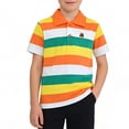 thumbnail image 1 of SGMVNU Boys Short Sleeve Striped Tops Lapel Collared Button up Shirt Casual Regualr Fit Basic Shirts Size 7-8 Years, 1-Orange, 1 of 4