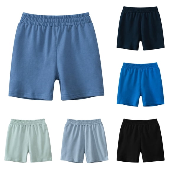 SGMVNU Boys Shorts Solid Color Casual Soft Cotton Shorts Pull On Elastic Waist Summer Clothes for Toddler Little Boy, Size 4-5 Years, Navy