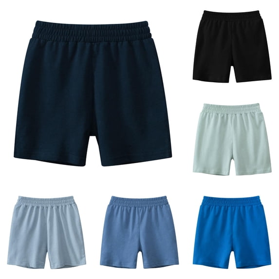 SGMVNU Boys Shorts Solid Color Casual Soft Cotton Shorts Pull On Elastic Waist Summer Clothes for Toddler Little Boy, Size 5-6 Years, Dark Blue