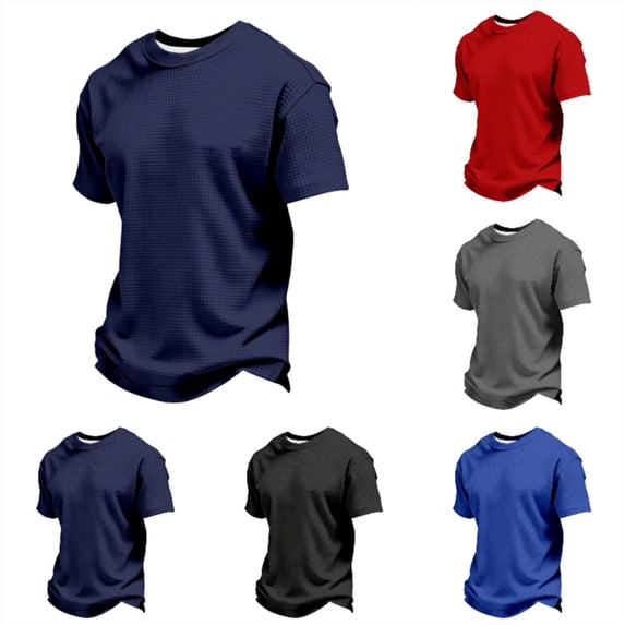SGMVNU Boys Summer Casual Short Sleeve Knit T-Shirt Comfortable Round Neck Tops Tee Kids Fashion Comfort Breathable Comfort Streetwear Navy 6-7 Years