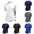 thumbnail image 1 of SGMVNU Boys Summer Casual Short Sleeve Knit T-Shirt Comfortable Round Neck Tops Tee Kids Fashion Comfort Breathable Comfort Streetwear White 8-9 Years, 1 of 5