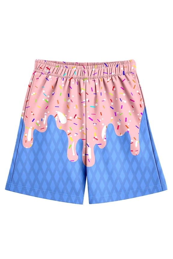 Boys Sweatpants 3-4 Years School Pants for Boys 5T Slim Children's Casual Ice Printed Shorts Baseball Shortseelastic Waistband with Pocket Shorts (2 14 Years)