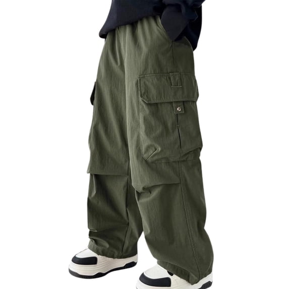 SGMVNU Boys Sweatpants 6-7 Years Pants for Boys Cargo Trousers Fully Elastic Waist Trousers for Children Regular fit Age 4-12 Years Green
