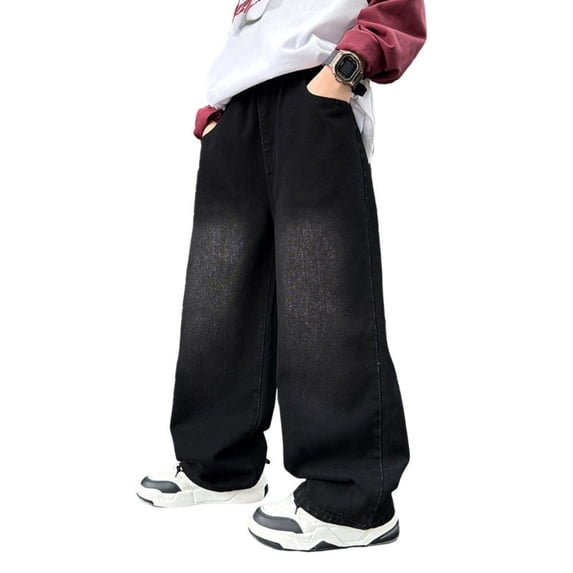 SGMVNU Boys Sweatpants 9-10 Years Pants for Boys Cargo Trousers Fully Elastic Waist Trousers for Children Regular fit Age 4-12 Years Black