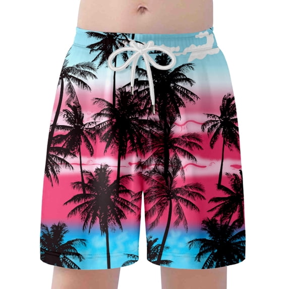 SGMVNU Boys Swim Trunks Swimsuit with Liner Toddler Boys Swim Trunks 4t Tropical Swim Bottoms Kids Beach Board Shorts(Size 14-16 Years,D1-Hot Pink)