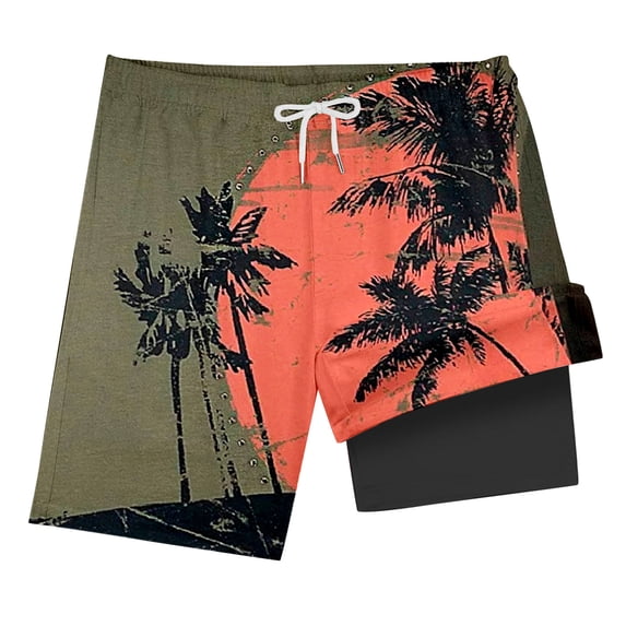 SGMVNU Boys Swim Trunks with Liner Boys Swimwear 14-16 Tropical Print Swimwear Summer Beach Board Shorts Kids Swimsuit Bottoms, Size 5-6 Years,D-White
