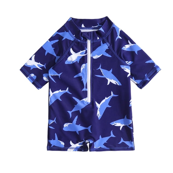 SGMVNU Boys Swimsuits Zipper Full-Coverage Rash Guard Boys Bathing Suits 6-7 Short Sleeve Swimwear Cartoon Bathing Suit Summer Beachwear,Size 0-6 Months,Dark Blue