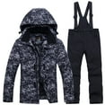 thumbnail image 1 of SGMVNU Boys and Girls Snowsuit Set Winter Hooded Padded Jacket and Overall Bib Pants Kids 2 Piece Ski Suits Snowboard Outfit Size XL Black, 1 of 7
