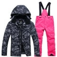 thumbnail image 1 of SGMVNU Boys and Girls Snowsuit Set Winter Hooded Padded Jacket and Overall Bib Pants Kids 2 Piece Ski Suits Snowboard Outfit Size XXL Pink, 1 of 7