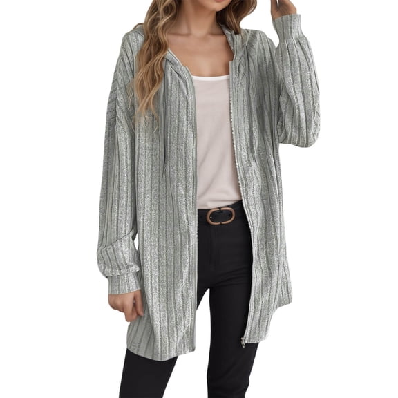 SGMVNU Cardigan Sweaters for Women Knit Sweater Coat Casual Long Cardigan Open Front Fall Winter Fashion Outerwear, Knitwear Fall Winter Clothes Grey Size S