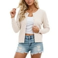 thumbnail image 1 of SGMVNU Cardigan Sweaters for Womens Crew Neck Long Sleeve Lightweight Open Front Sweater 2025 Fall Trendy Knit Tops(Beige, L), 1 of 4