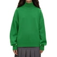 thumbnail image 1 of SGMVNU Women's Turtleneck Sweaters Long Sleeve Knitted Pullover Ribbed and Hem Trendy 2025 Fall Winter Basic Sweater Top Green XL, 1 of 4