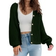 thumbnail image 1 of SGMVNU Cardigans for Women Knit Open Front Sweater Long Sleeve Button Loose Short Cardigan Outerwear Coats Green, Size S, 1 of 4