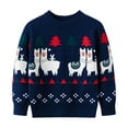 thumbnail image 1 of SGMVNU Christmas Sweaters for Kids with Humorous Reindeer and Snowman Motif Long Sleeve Crew Neck Top for Parties Xmas Apparel(y1202_3-Blue, Size 3-4 Years), 1 of 5