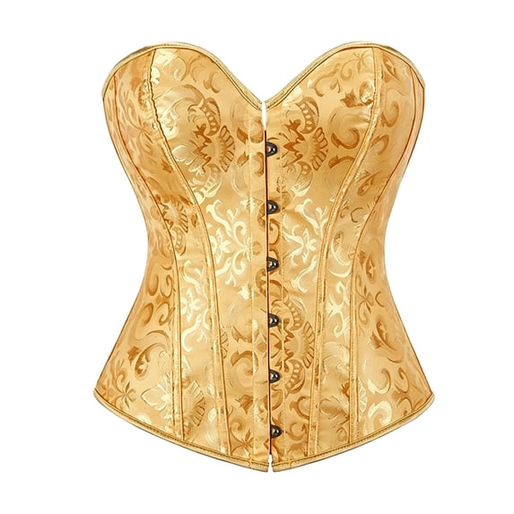 SGMVNU Corset Top Women Lace Up Bustier Shapewear Vintage Boned Bustiers Top for Halloween Costume, Themed Party, Size M, Gold
