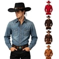 thumbnail image 1 of SGMVNU Cowboy Hat for Men with Turquoise Hatband Woolen Felts Wide Brim Vintage Party Western , Black, One Size, 1 of 5