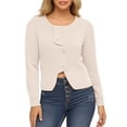 thumbnail image 1 of SGMVNU Cropped Cardigan Sweaters for Womens Button Up Long Sleeve Crewneck Fall Dressy Casual Knit Sweater Jackets(White, One Size), 1 of 4