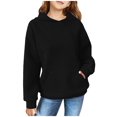 thumbnail image 1 of SGMVNU Cute Hoodies for Girls 4-5 Years Trendy Preppy Knit Hooded Sweatshirts with Pocket Oversized Long Sleeve Sweater Tween Girl Fall Clothes Black, 1 of 5