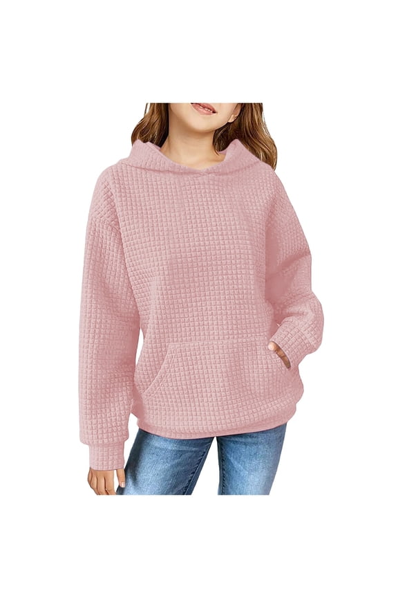 Cute Hoodies for Teen Girls 7-8 Years Trendy Preppy Knit Hooded Sweatshirts with Pocket Oversized Long Sleeve Sweater Tween Girl Fall Clothes Light Pink
