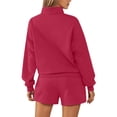 thumbnail image 1 of SGMVNU Fall Outfits for Women 2025 Fashion Quarter Zipper Sweatshirt Pullover and Shorts Set Sweatsuits 2 Piece Tracksuit(Hot Pink, L), 1 of 9