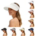 thumbnail image 1 of SGMVNU Fashion Sun Hats Visor for Women, Packable Wide Brim UPF Straw Beach Hat with Adjustable Ponytail Hole for Summer Travel, One Size, Light Yellow, 1 of 5
