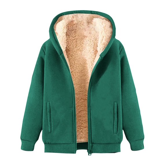 SGMVNU Fleece Hoodie Jacket for Women Zip Up Hoodie Thicken Fleece Lined Jackets Casual Warm Sweatshirts Winter Coat with Pockets(Green,L)