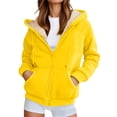 thumbnail image 1 of SGMVNU Hoodie Jacket for Women Zip up Sweatshirt Lined Jackets Warm Outerwear Casual Winter Coat with Pockets(Yellow, 3XL), 1 of 5