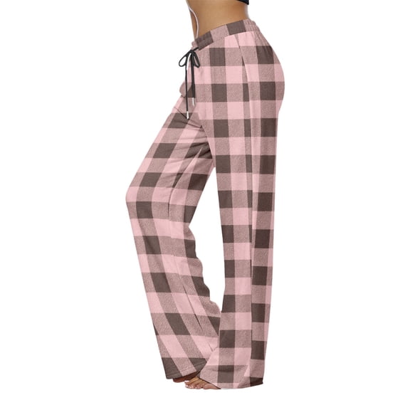 SGMVNU Pajama Pants for Women Plaid Cozy Loungewear Plaid Winter Warm Pj Bottoms Fuzzy Sleepwear Comfy Homewear(Pink, XL)