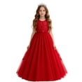 thumbnail image 1 of SGMVNU Flower Girls Dresses Sleeveless Princess Dress Girls Summer Dress Size 6 A Line Wedding Pageant Lace Maxi Dress Prom Ball Gown(Size 11-12 Years,Red), 1 of 4