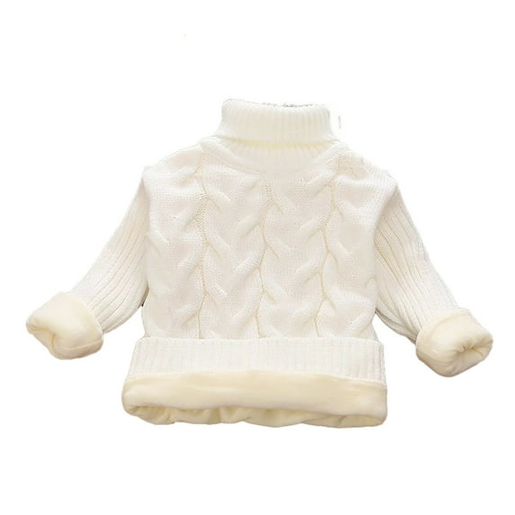 SGMVNU Girl Cozy Sweater Fall Tops Size 2-3 Years Soft Warm Knit Cable Turtleneck Sweater, High Collar Children's Sweater for Baby Boys & Girls, Kid's Cute Knit Tops White