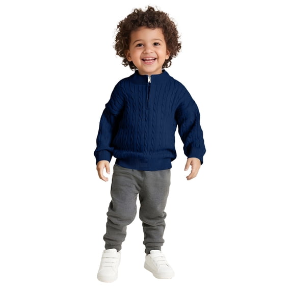 SGMVNU Girl Cozy Sweater Fall Tops Size 6-7 Years Soft Warm Knit Cable Turtleneck Sweater, High Collar Children's Sweater for Baby Boys & Girls, Kid's Cute Knit Tops Dark Blue